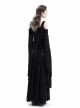 Black Stretch Velvet Off-the-Shoulder Medieval Dress