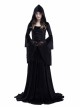 Gothic Medieval Vampire Style Black Hooded Dress