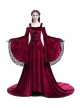 Renaissance Fairy Tale Red Velvet Off-the-shoulder Medieval Dress