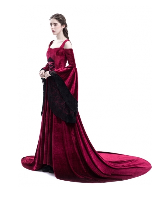 Renaissance Fairy Tale Red Velvet Off-the-shoulder Medieval Dress - Magic  Wardrobes