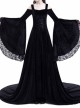 Medieval Gothic Black Off-the-shoulder Long Trumpet Sleeves Dress