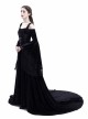Medieval Gothic Black Off-the-shoulder Long Trumpet Sleeves Dress