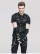 Steampunk Gothic Black Short Sleeve Thin Style Casual Buttons Shirt