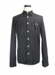 Steampunk Black Pure Cotton Metal Buttons Long Sleeve Shirt