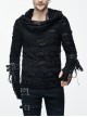 Steampunk Street Rock Style Broken Hole Element Black Long Sleeve T-Shirt