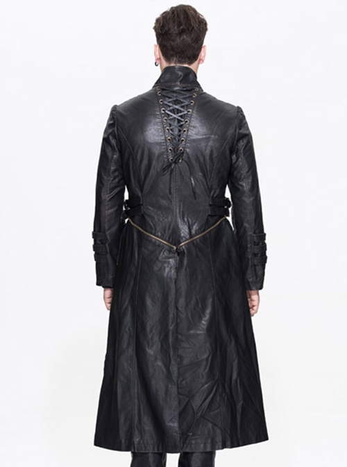 Steampunk Black Long Windbreaker Short Jacket Two Wear Ways