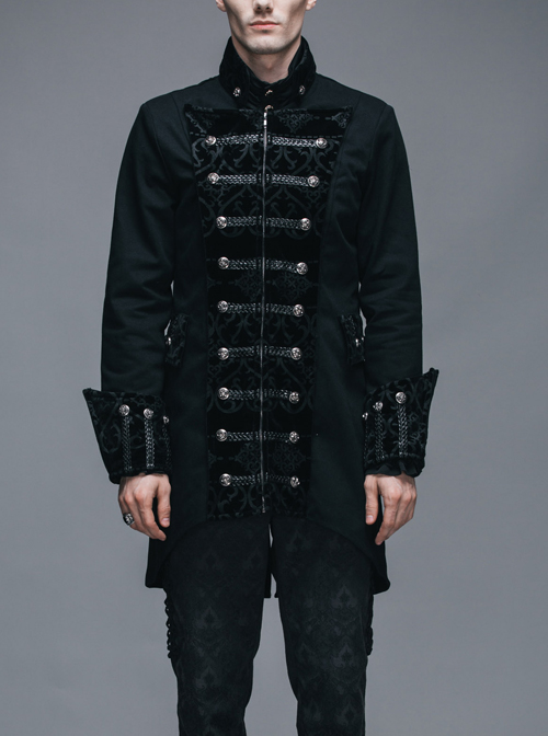 Steampunk Gothic Chinese Style Black Slim Fit Coat