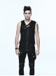 Steampunk Black Slim Fit Sleeveless T-shirt