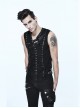 Steampunk Black Slim Fit Sleeveless T-shirt