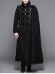 Punk Gothic Black Thickened Detachable Shawl Men's Long Coat
