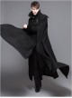 Punk Gothic Black Thickened Detachable Shawl Men's Long Coat