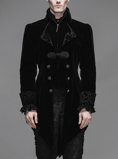 Steampunk Gothic Velveteen Slim Fit Medium Length Men's Tuxedo