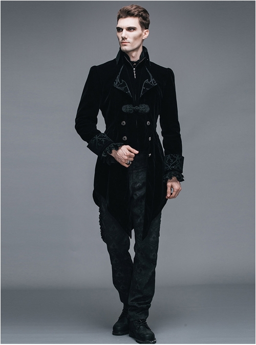 Steampunk Gothic Velveteen Slim Fit Medium Length Men's Tuxedo