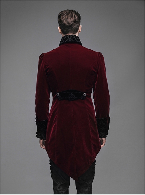 Steampunk Gothic Velveteen Slim Fit Medium Length Men's Tuxedo