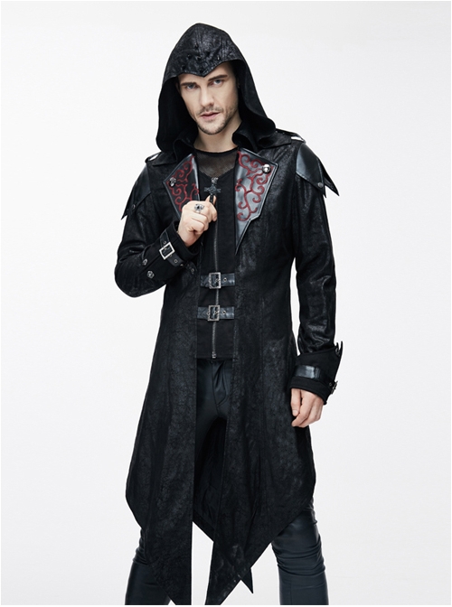 Steampunk Gothic Stand Collar Vampire Priest Men's Long Windbreaker