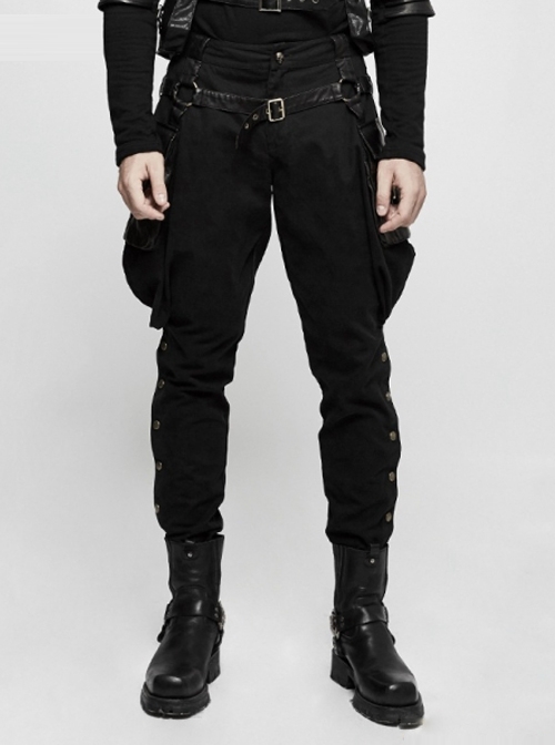 Gothic Black Steam Punk Men's Riding Breeches