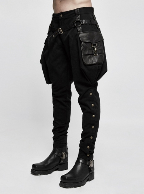 Gothic Black Steam Punk Men's Riding Breeches