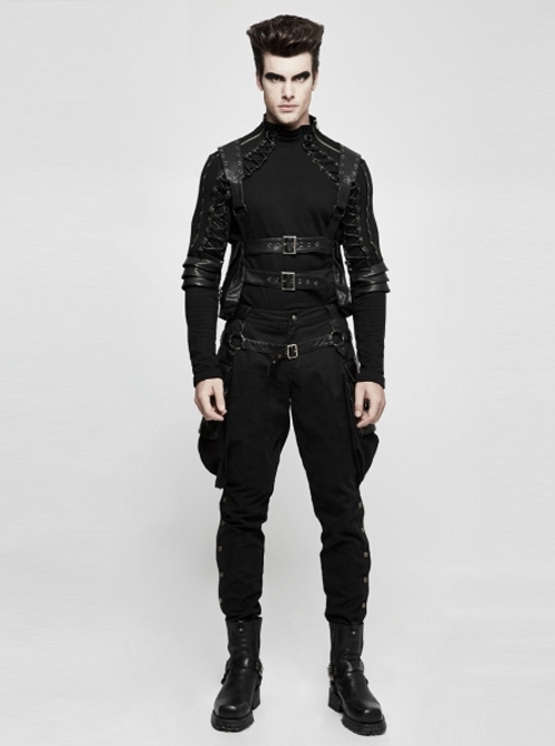 Gothic Black Steam Punk Men's Riding Breeches