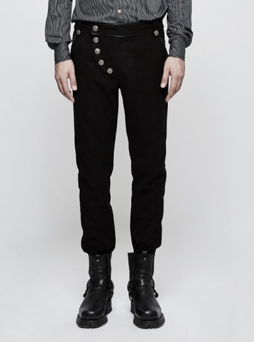 Gothic Military Uniform Black Men's Trousers
