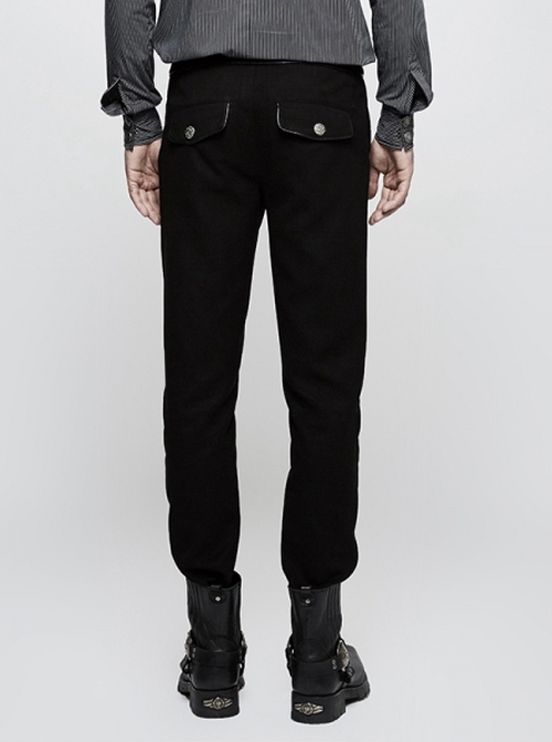 Gothic Military Uniform Black Men's Trousers