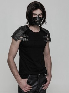Punk Black Armor Style Men's Gothic Short Sleeves T-Shirt
