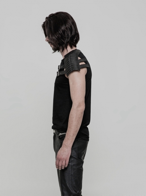 Punk Black Armor Style Men's Gothic Short Sleeves T-Shirt