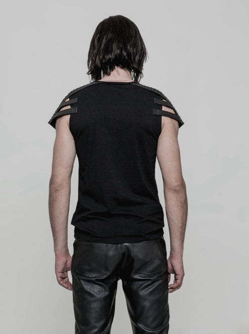 Punk Black Armor Style Men's Gothic Short Sleeves T-Shirt
