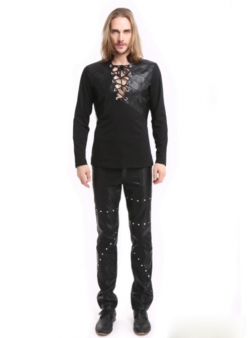 Black Warrior Style Men's Gothic Long Sleeves T-Shirt