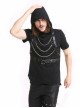 Punk Black Hooded Chain Gothic Men's Short Sleeves Shirt
