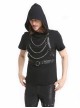 Punk Black Hooded Chain Gothic Men's Short Sleeves Shirt