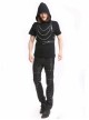 Punk Black Hooded Chain Gothic Men's Short Sleeves Shirt