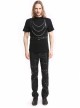 Punk Black Hooded Chain Gothic Men's Short Sleeves Shirt