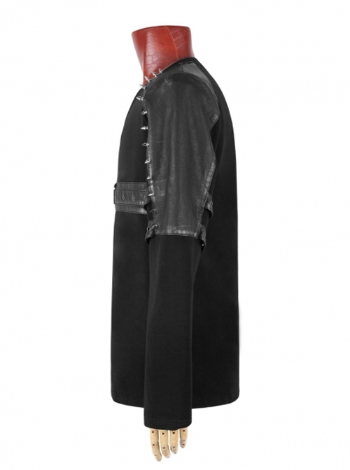 Black Rivet Punk Gothic Male Long Sleeve T-shirt