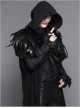 Punk Gothic Hooded Thickened Detachable Feathered Shawl Men's Long Coat