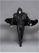 Punk Gothic Hooded Thickened Detachable Feathered Shawl Men's Long Coat