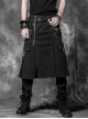 Punk Cotton Denim Pure Black Or Grid Men's skirt