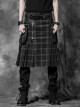 Punk Cotton Denim Pure Black Or Grid Men's skirt