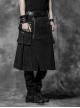 Punk Cotton Denim Pure Black Or Grid Men's skirt