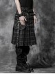 Punk Cotton Denim Pure Black Or Grid Men's skirt