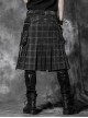 Punk Cotton Denim Pure Black Or Grid Men's skirt