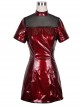 Steampunk Black Or Red Leather Slim Gothic Short Sleeve Mini Dress