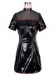 Steampunk Black Or Red Leather Slim Gothic Short Sleeve Mini Dress