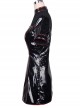 Steampunk Black Or Red Leather Slim Gothic Short Sleeve Mini Dress