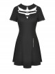 Punk Locomotive Hollow Out Doll Collar Rebel Black Short Sleeve Dress