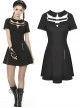 Punk Locomotive Hollow Out Doll Collar Rebel Black Short Sleeve Dress