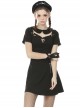 Punk Locomotive Hollow Out Doll Collar Rebel Black Short Sleeve Dress