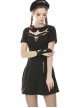 Punk Locomotive Hollow Out Doll Collar Rebel Black Short Sleeve Dress