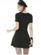 Punk Locomotive Hollow Out Doll Collar Rebel Black Short Sleeve Dress