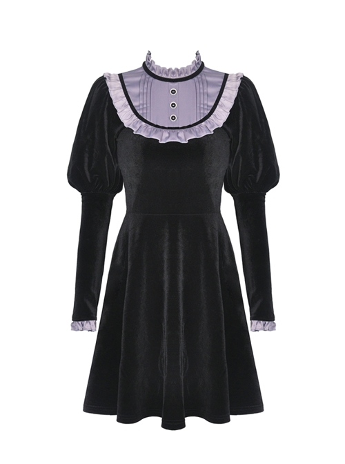 Doll Black Sweet Punk Daily Long Sleeve Dress