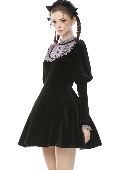Doll Black Sweet Punk Daily Long Sleeve Dress